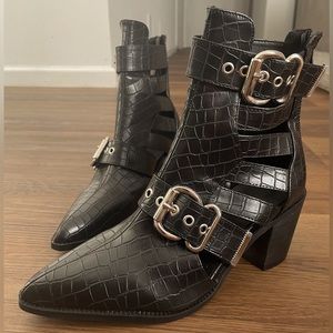 Black vegan leather boots